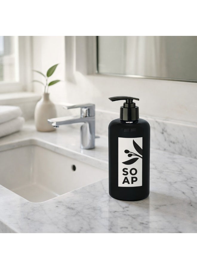 Reusable Liquid Soap Dispenser Bottle with Pump, Durable Plastic Refillable Container for Bathroom & Kitchen, 500ml (Black) - Image 2